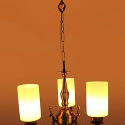 Somil Antique 3-Light Chandelier with Glass Shades, White Lighting Effect, Metal Fitting. LED Compatible. Dia: 48 X 48 X 100 Cm.-image-63