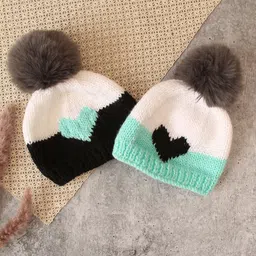 Woonie Kids Pack Of 2 Colourblocked Beanie Caps-31