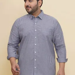 John Pride Men Spread Collar Vertical Striped Cotton Casual Shirt-picture-56