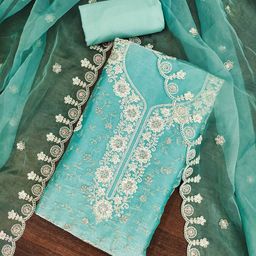 SAINOOR Embroidered Pure Silk Semi-Stitched Dress Material-image-71
