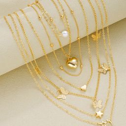 DressBerry Set Of 6 Gold-Plated Artificial Beads Beaded Chain-17