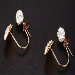 DressBerry Gold-Plated Crystals Studded Contemporary Shaped Drop Earrings-image-94