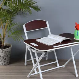 The Tickle Toe Kids Brown & White Wooden & Metal Foldable Study Table-picture-8