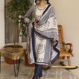 Anouk Women Embroidered Regular Mirror Work Kurta with Trousers & With Dupatta image 4