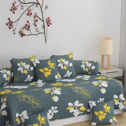Bromwick 8-Pcs Grey & White Printed Diwan Set-41
