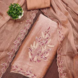 Lilots Floral Embroidered Thread Work Unstitched Dress Material-image-50
