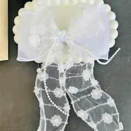 Radhya Accessories Women White Flower Tail Hair Bow Clip-image-0