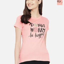 Tromko Women Pack of 2 Typography Printed Round Neck Cotton Regular Fit T-shirts-picture-29