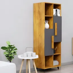 HEXA RED Beige & Grey Wooden Book Shelf-30