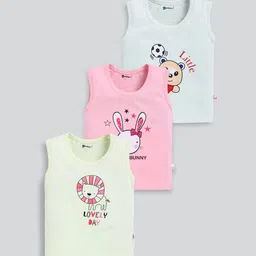 MoonKids Infants Pack Of 3 Printed Cotton Basic Vests-8