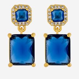 Kushal's Fashion Jewellery Sapphire Gold-Plated Party Zircon Geometric Drop Earrings-picture-20