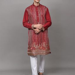 Exotic India Men Striped Kurta with Pyjama-17