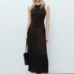 MANGO Pleated Maxi Dress-image-10