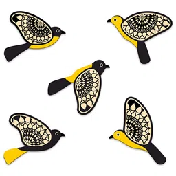 SEHAZ ARTWORKS Yellow & Black 5 Pieces Flying Birds Printed Wall Hangings-picture-20