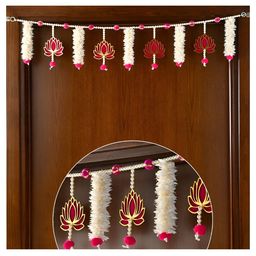 Aura White & Pink Floral Door Toran-image-83