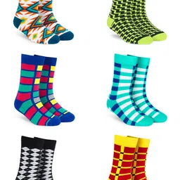 Dynamocks Pack Of 6 Printed Calf-Length Socks-33