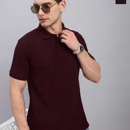 LUX PARKER Men Pack of 2 Solid Polo Collar Cotton T-shirts-image-65
