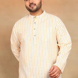 Sztori Plus Size Geometric Printed Mandarin Collar Straight Short Kurta-picture-11