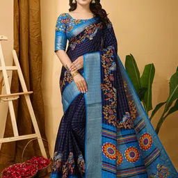 KALINI Checked Zari Art Silk Banarasi Saree-image-32