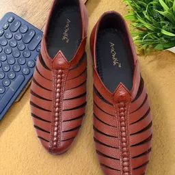 ARAMISH Men Perforations Leather Mojaris-picture-53