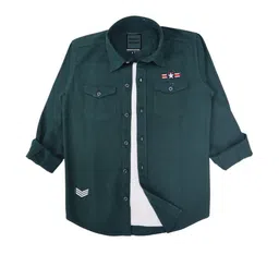 Rocket Science Boys Solid Cargo Shirt with Double Pockets-image-87