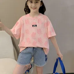 FOREVER FRIDAY Girls Printed Round Neck T-shirt with Shorts-image-10