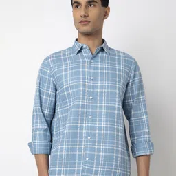 MARK & ALBERT Men Slim Fit Windowpane Checks Opaque Checked Casual Shirt-image-43