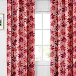 Aura Pink & Maroon Set of 2 Floral Door Curtain-26