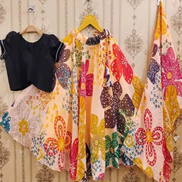 BAESD Girls Foil Print Ready to Wear Lehenga & Blouse With Dupatta-picture-15