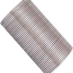 Guddan Set of 48 Silver Glossy Metal Bangles-55