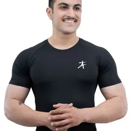 Athflex Men Solid Round Neck Compression T-Shirt-image-30