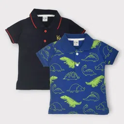 BAESD Pack Of 2 Boys Conversational Printed Polo Collar Cotton T-shirts-picture-25