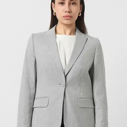 Van Heusen Woman Printed Notched Lapel Collar Single Breasted Blazer-15