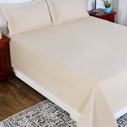 Aura Beige Printed Cotton Double King Bed Cover-image-47