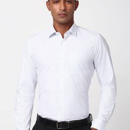 Peter England Men Spread Collar Pinstripes Striped Cotton Slim Fit Formal Shirt-image-11
