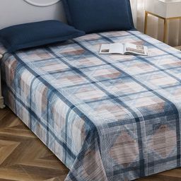 Story@home White & Blue 240 TC Microfiber Queen Bedsheet Set 2.35 m x 2.50 m-image-94