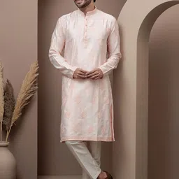 Dulha Ghar Men Ethnic Motif Embroidered Thread Work Kurta with Pyjamas-image-36