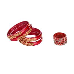 SOMIL Set Of 8 Red Alloy Antique Bangles-image-79