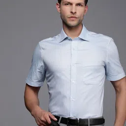 Louis Philippe Pure Cotton Self Design TexturedClassic Opaque Formal Shirt-picture-12