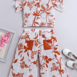 The Magic Wand Girls Floral Printed Pure Cotton Shirt with Palazzos Clothing Set-picture-13
