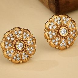 Anouk Gold-Plated Cubic Zirconia Stone Studded Circular Shaped Studs-0
