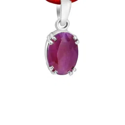 GenZcomplex Unisex Silver-Plated Ruby Stone Studded Pendant-17