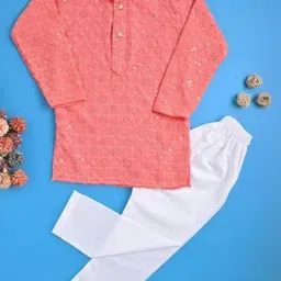 DIGI FASHION Kids-Boys Self Design Cotton Blend Kurta Sets-image-87