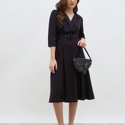 Styli Shirt Coller Wrap Midi Dress-image-84