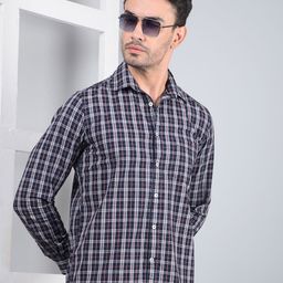Crimsoune Club Men Checked Classic Slim Fit Cotton Casual Shirt-image-98