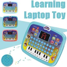mega star Learning Educational Computer Kids Piano Laptop with Led Screen & Music image 5
