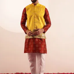 SOJANYA Men Ethnic Motifs Embroidered Kurta with Pyjama-picture-10
