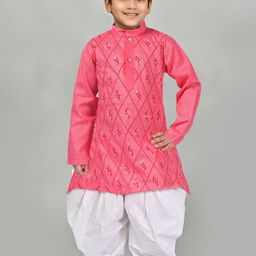 NFC CREATION Boys Floral Embroidered Regular Thread Work Kurta with Patiala-9