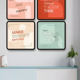 Livin'luxe Red & Green 4 Pieces Motivational Typography Wall Arts-picture-2