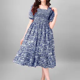 Raiyani Enterprise Women Floral Printed Fit & Flare Midi Dress-picture-46